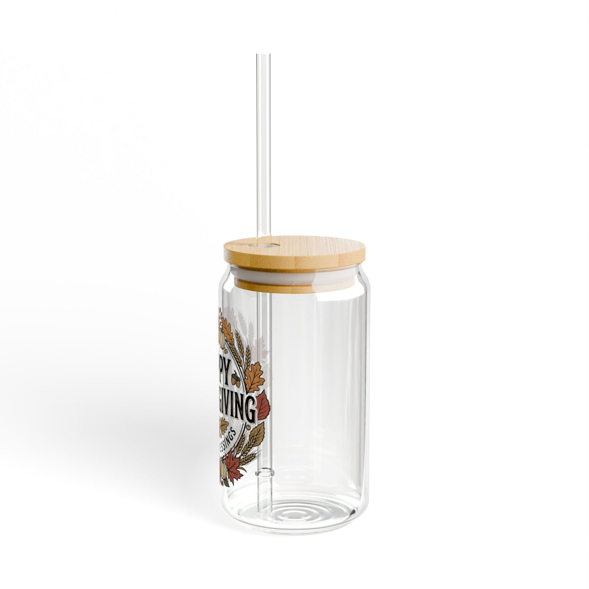 Happy Thanksgiving 16oz Sipper Glass - Harvest Blessings Pumpkin Fall Drink Tumbler with Straw