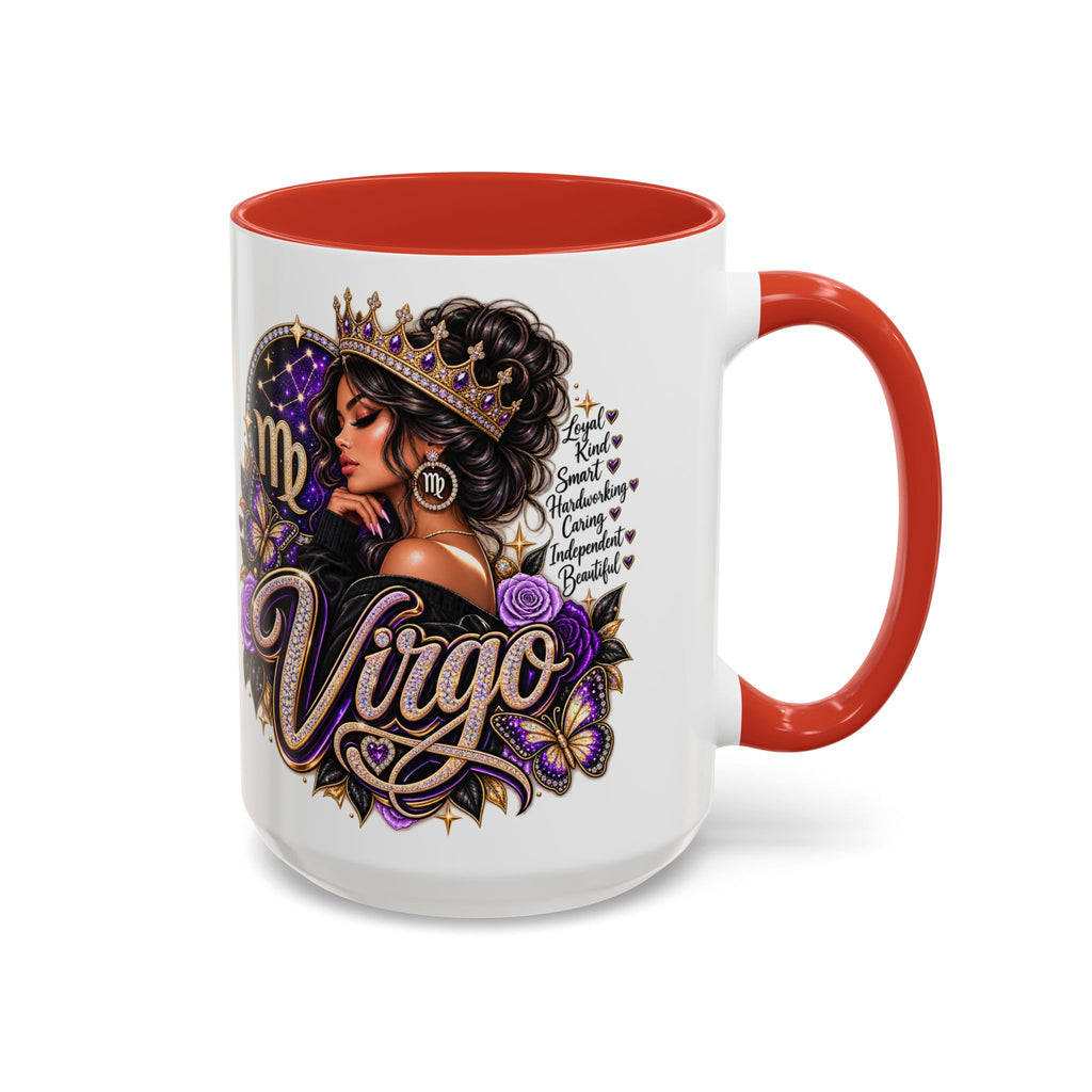 Virgo Zodiac Accent Coffee Mug — Purple Crowned Virgo Astrology Gift (11/15oz)