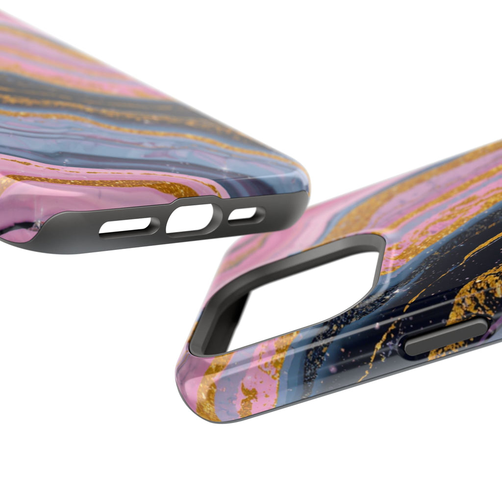 Marbled Pink & Gold Magnetic Phone Case — Impact-Resistant Protective Cover