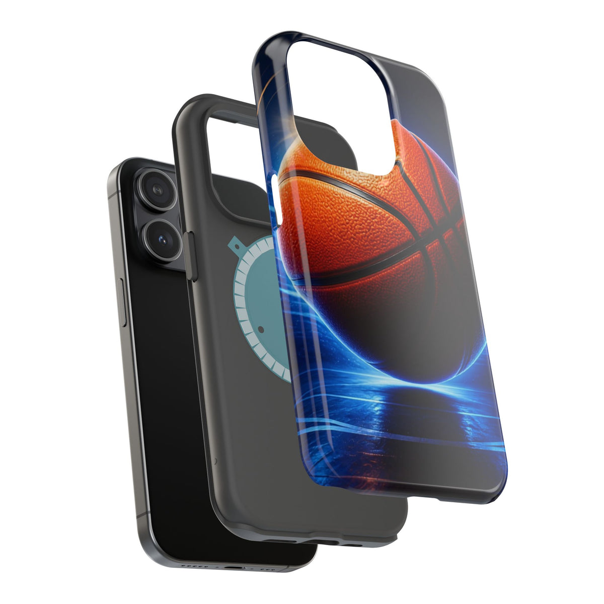 Basketball Magnetic Impact-Resistant Phone Case — Neon Court Design