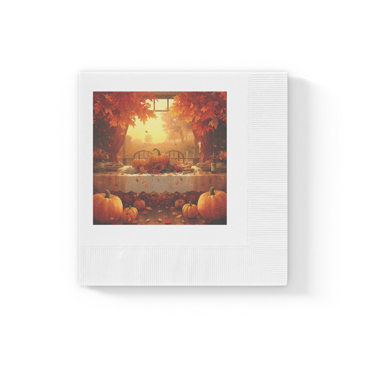 Autumn Harvest Cocktail Napkins — Pumpkin & Fall Table Scene