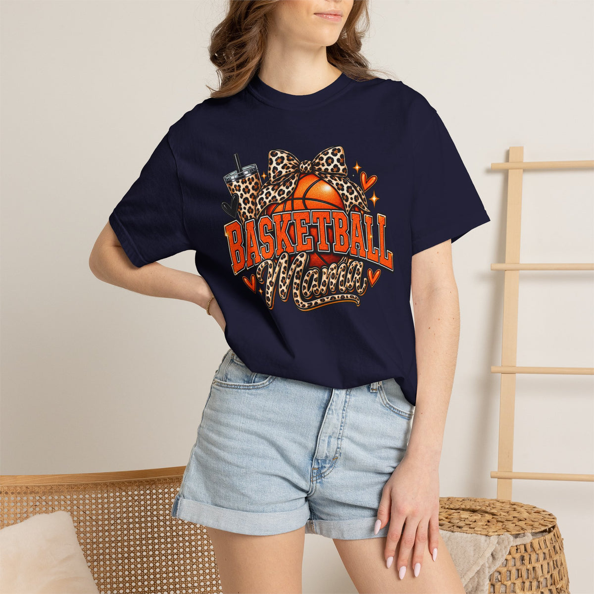 Basketball Mama T-Shirt — Leopard Print Hoop Mom Tee