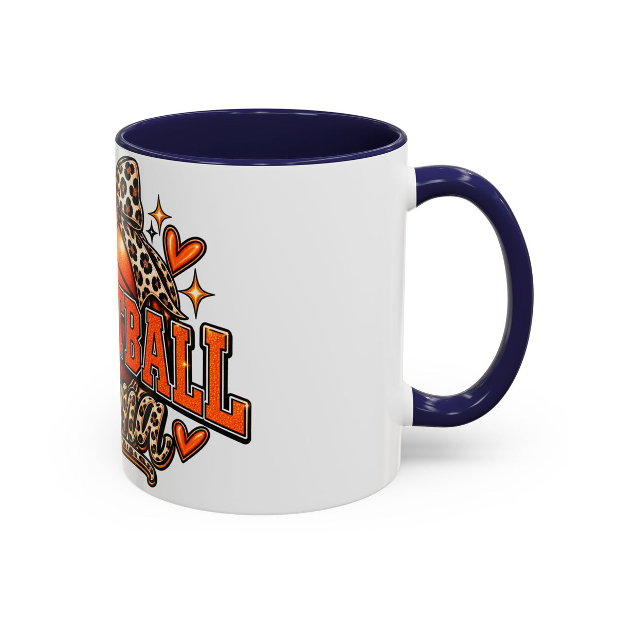 Basketball Mama Accent Coffee Mug – Leopard Bow Basketball Mom Gift (11/15oz)