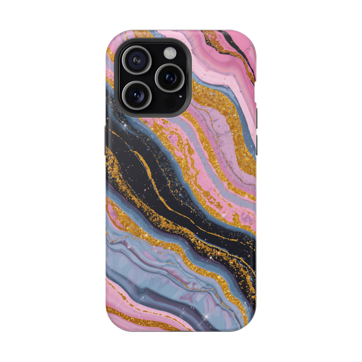 Marbled Pink & Gold Magnetic Phone Case — Impact-Resistant Protective Cover