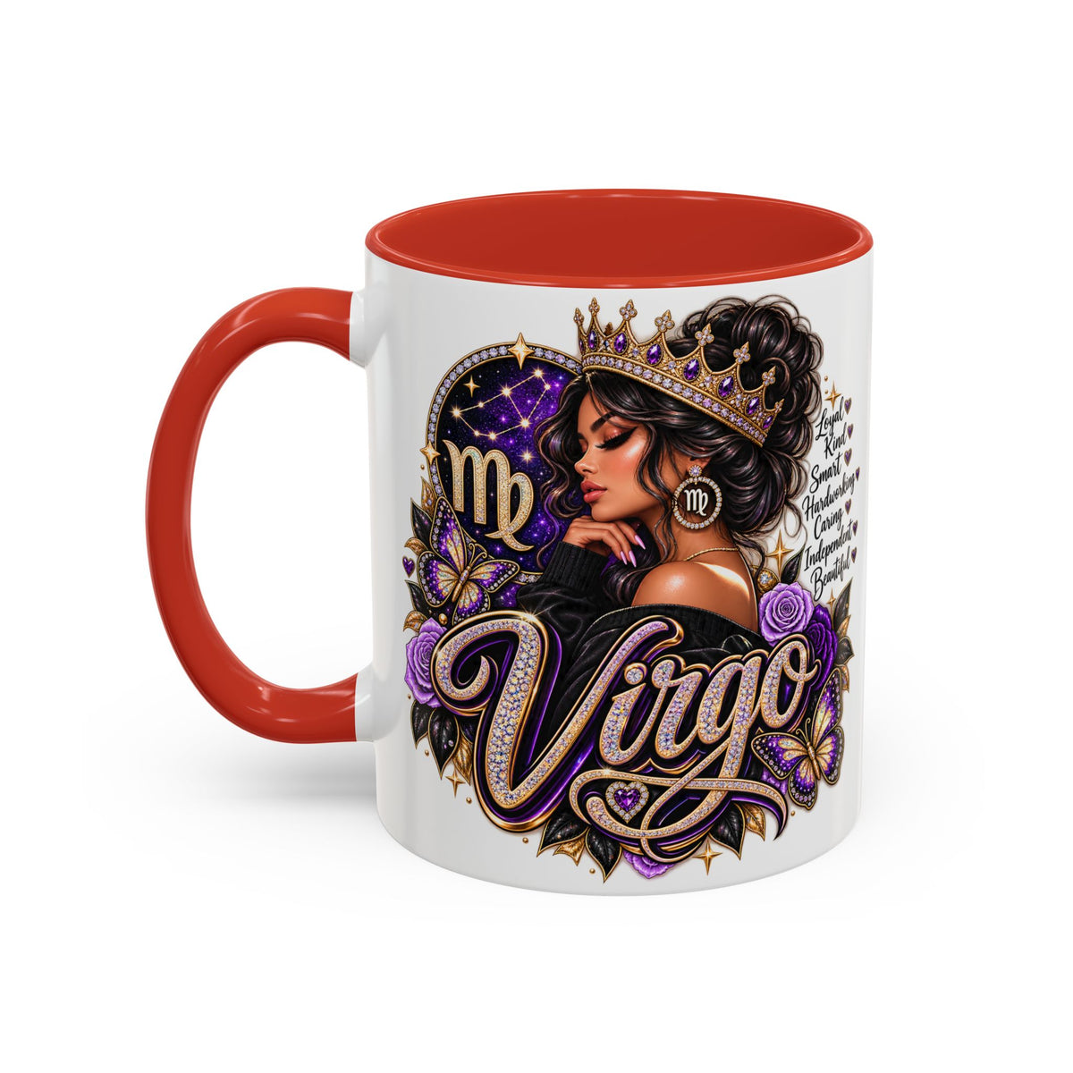 Virgo Zodiac Accent Coffee Mug — Purple Crowned Virgo Astrology Gift (11/15oz)