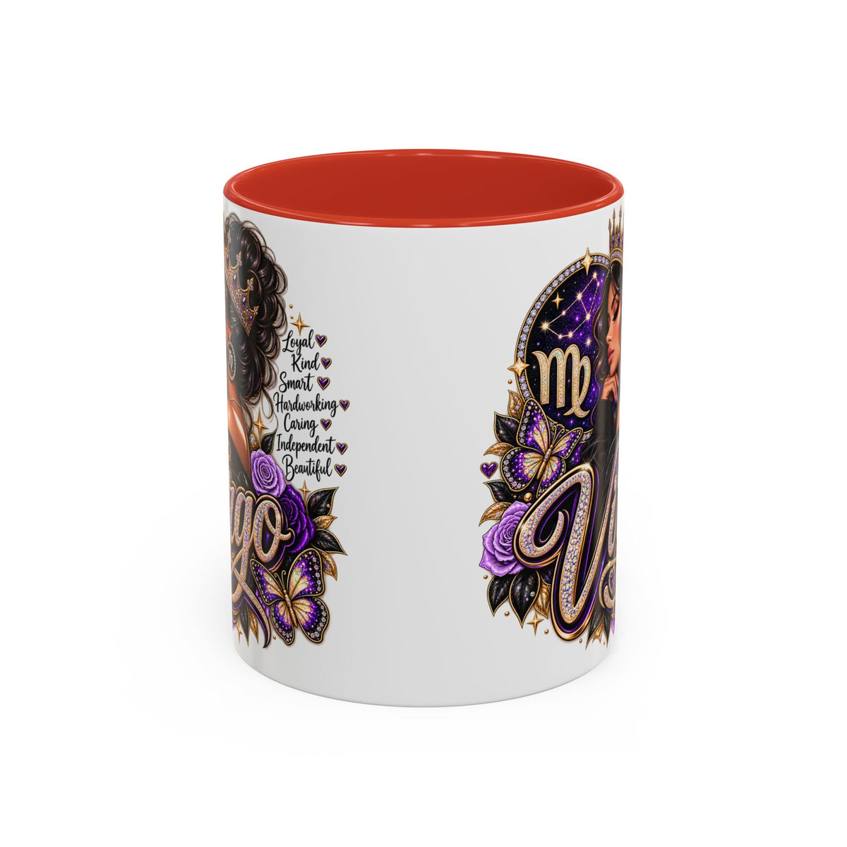 Virgo Zodiac Accent Coffee Mug — Purple Crowned Virgo Astrology Gift (11/15oz)