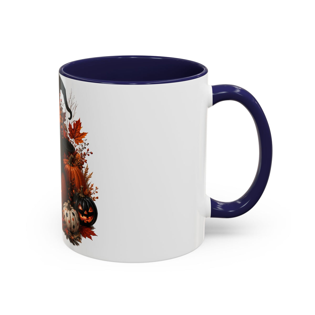 Halloween Black Cat Pumpkin Coffee Mug – Autumn Witch Hat Accent Mug (11/15oz)