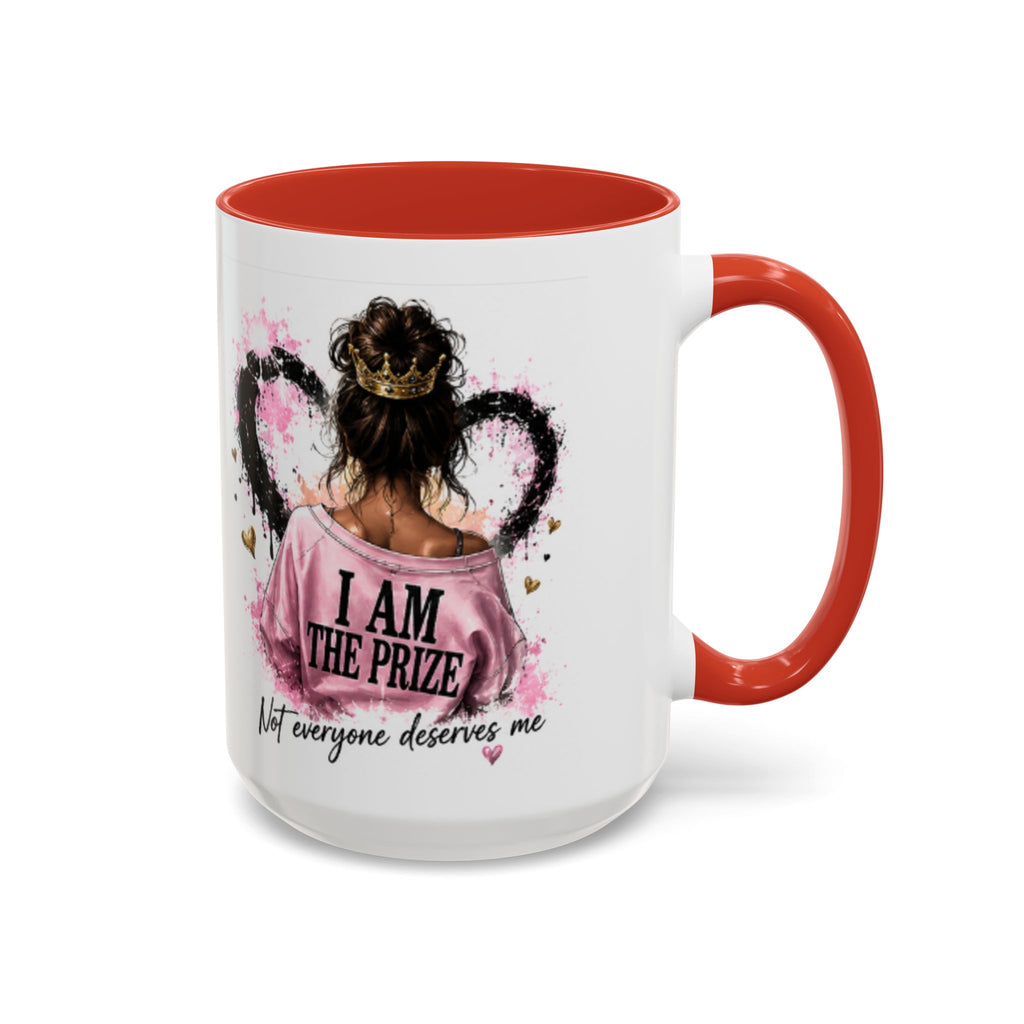 Accent Coffee Mug — "I Am The Prize" Floral Heart Design (11/15oz)