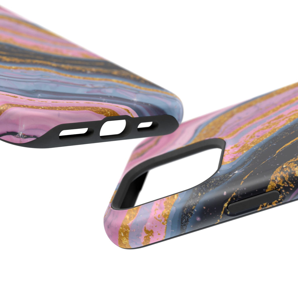 Marbled Pink & Gold Magnetic Phone Case — Impact-Resistant Protective Cover