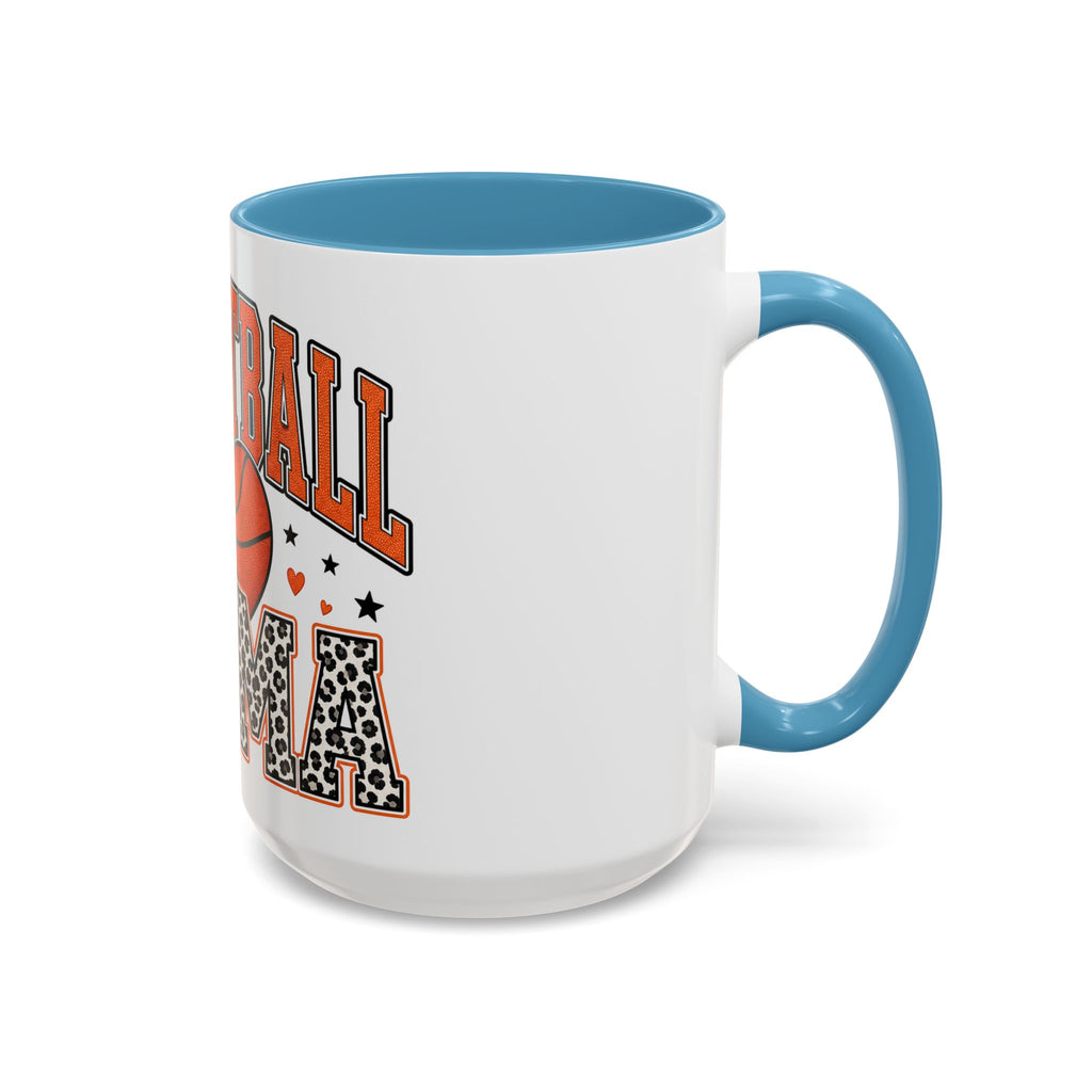 Basketball Mama Accent Coffee Mug – Leopard Print Hoop Mom Gift (11/15oz)