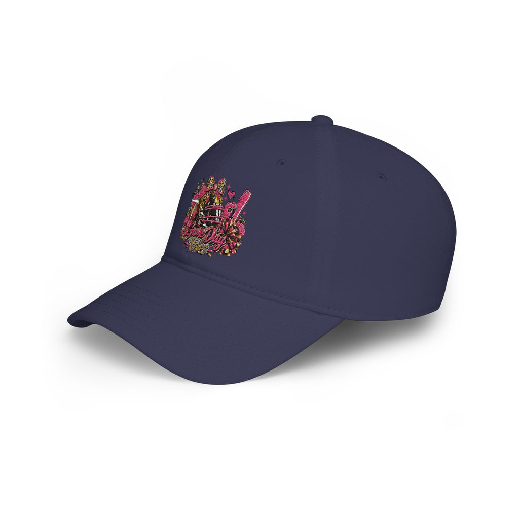 Red Floral Rhinestone Guitar Cap — Low Profile Baseball Hat for Music Lovers