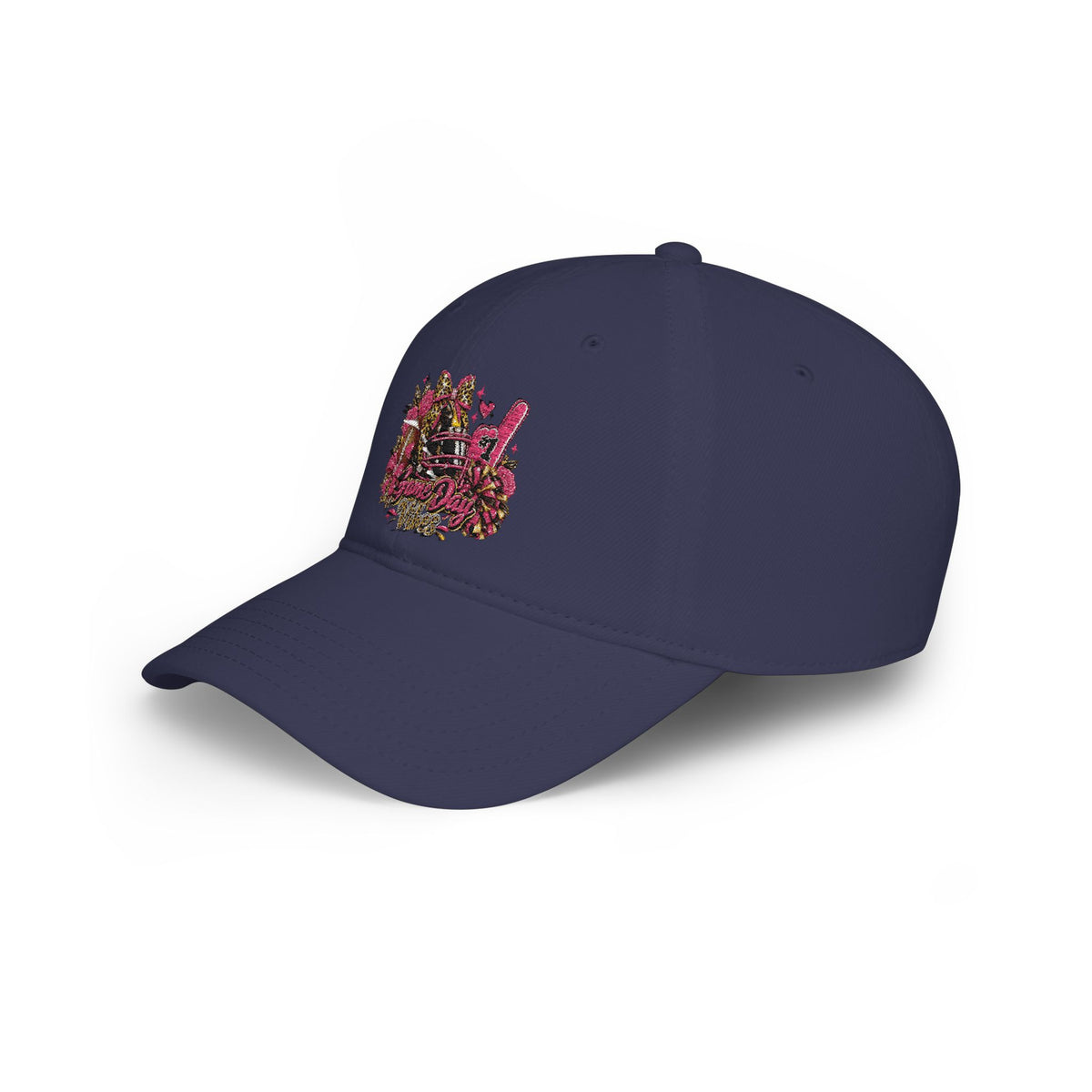 Red Floral Rhinestone Guitar Cap — Low Profile Baseball Hat for Music Lovers