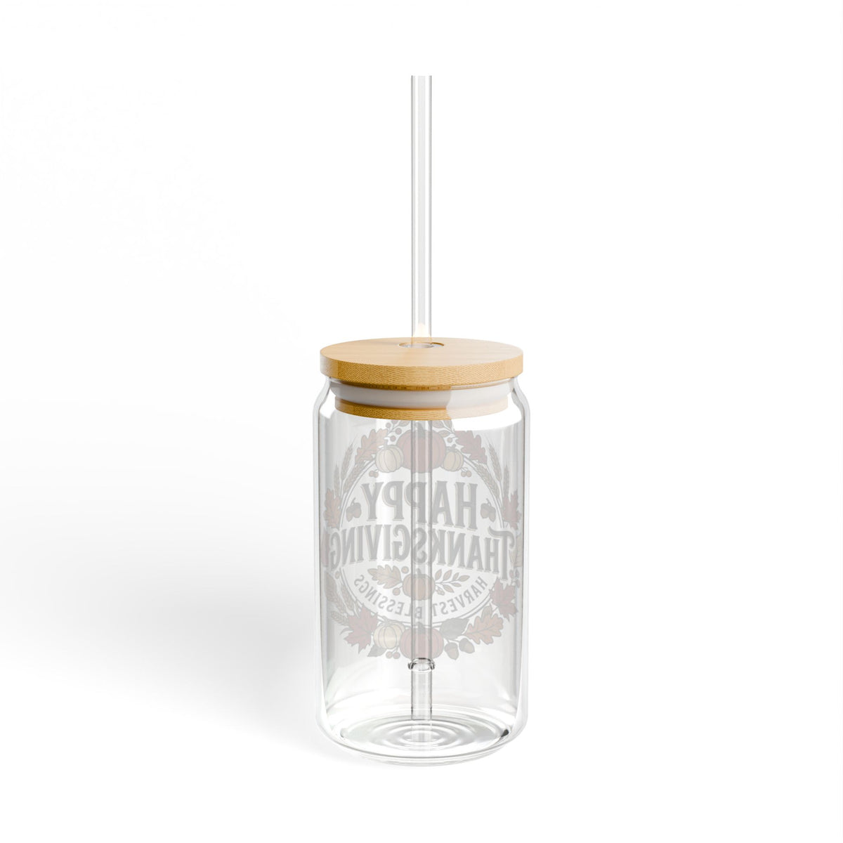 Happy Thanksgiving 16oz Sipper Glass - Harvest Blessings Pumpkin Fall Drink Tumbler with Straw