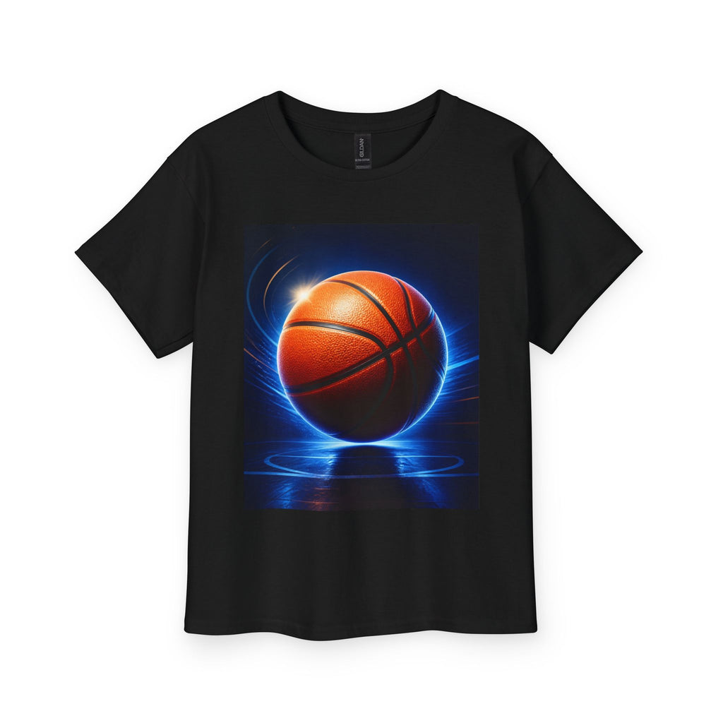 Youth Basketball T‑Shirt – Glowing Hoop Graphic Tee