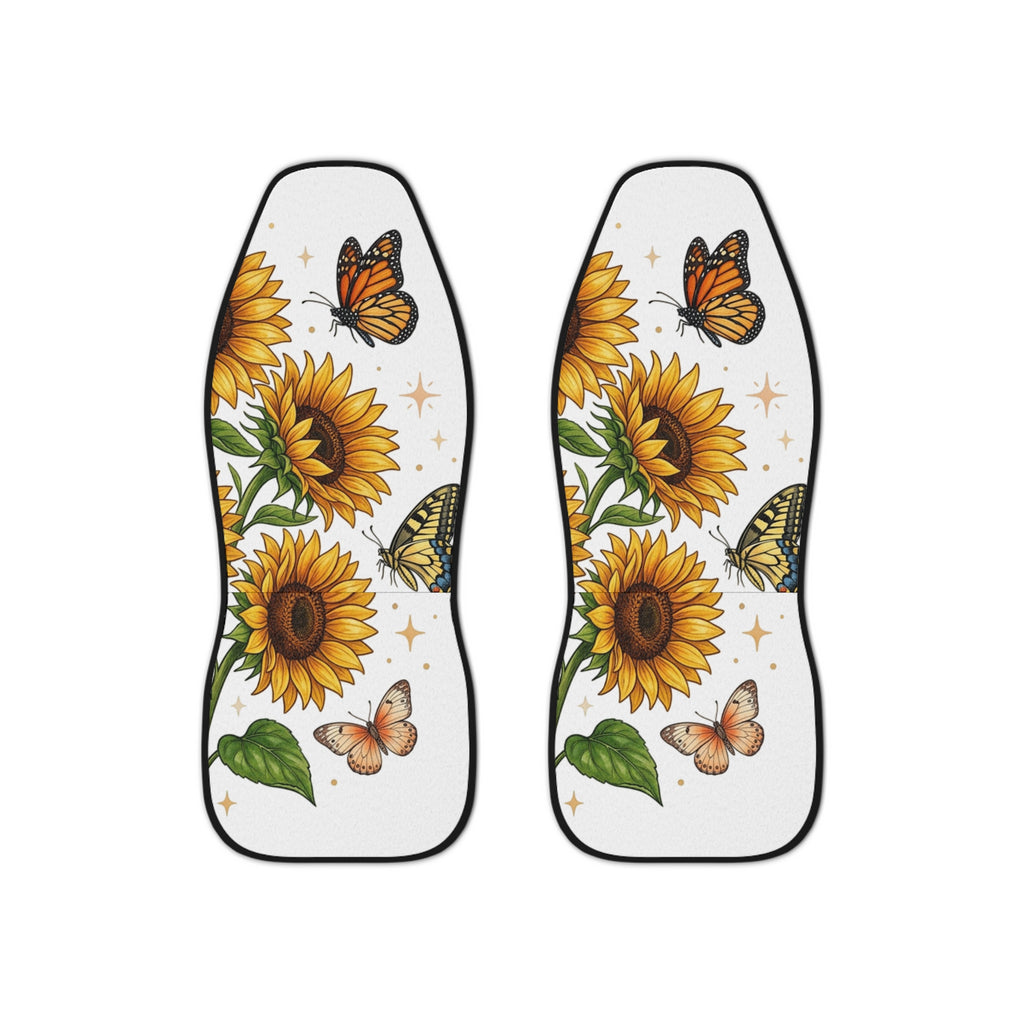 Sunflower & Monarch Car Seat Covers — Floral Butterfly Auto Seat Protector