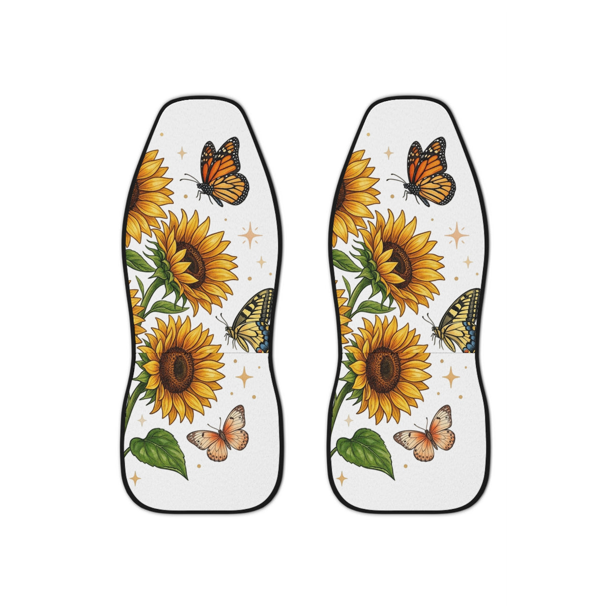 Sunflower & Monarch Car Seat Covers — Floral Butterfly Auto Seat Protector