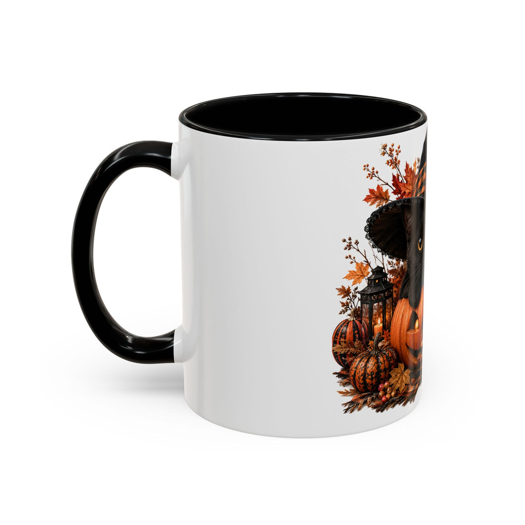 Halloween Black Cat Pumpkin Coffee Mug – Autumn Witch Hat Accent Mug (11/15oz)