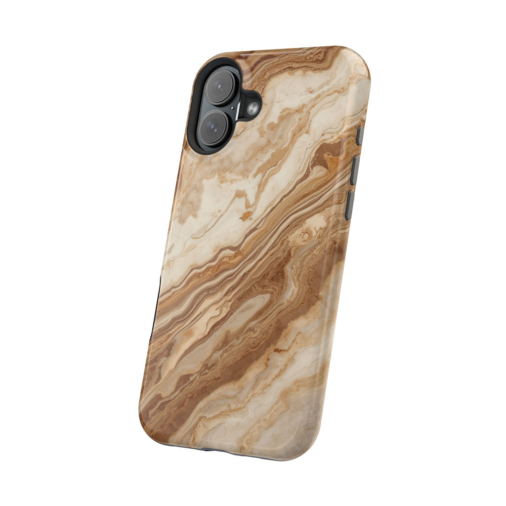 Magnetic Impact-Resistant Phone Case — Brown Marble Protective Cover