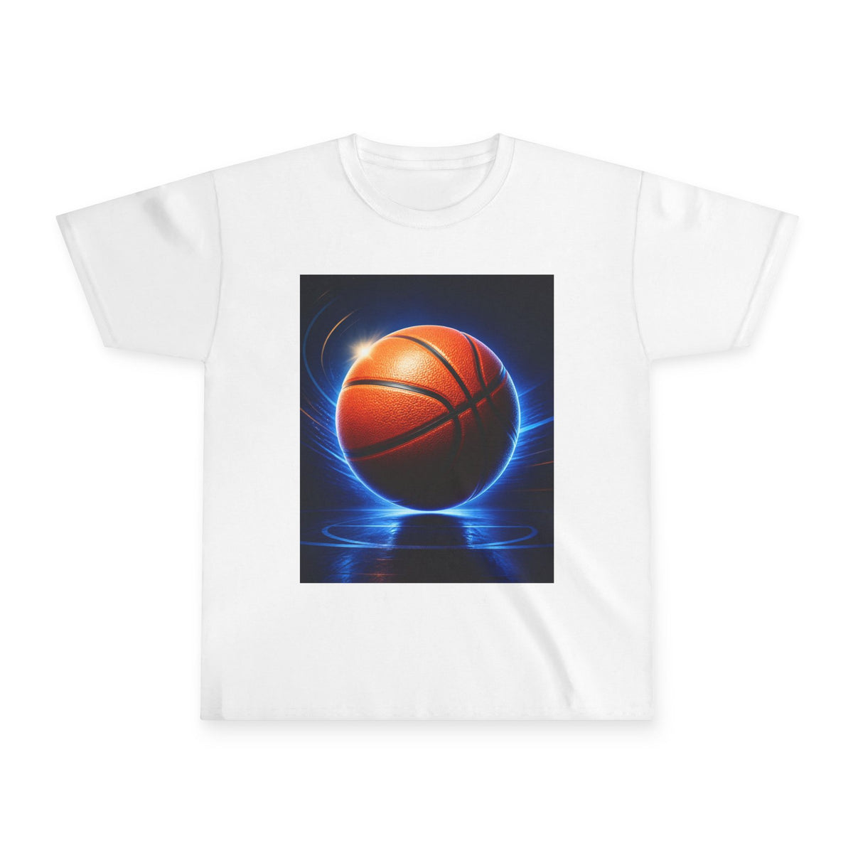 Youth Basketball T‑Shirt – Glowing Hoop Graphic Tee