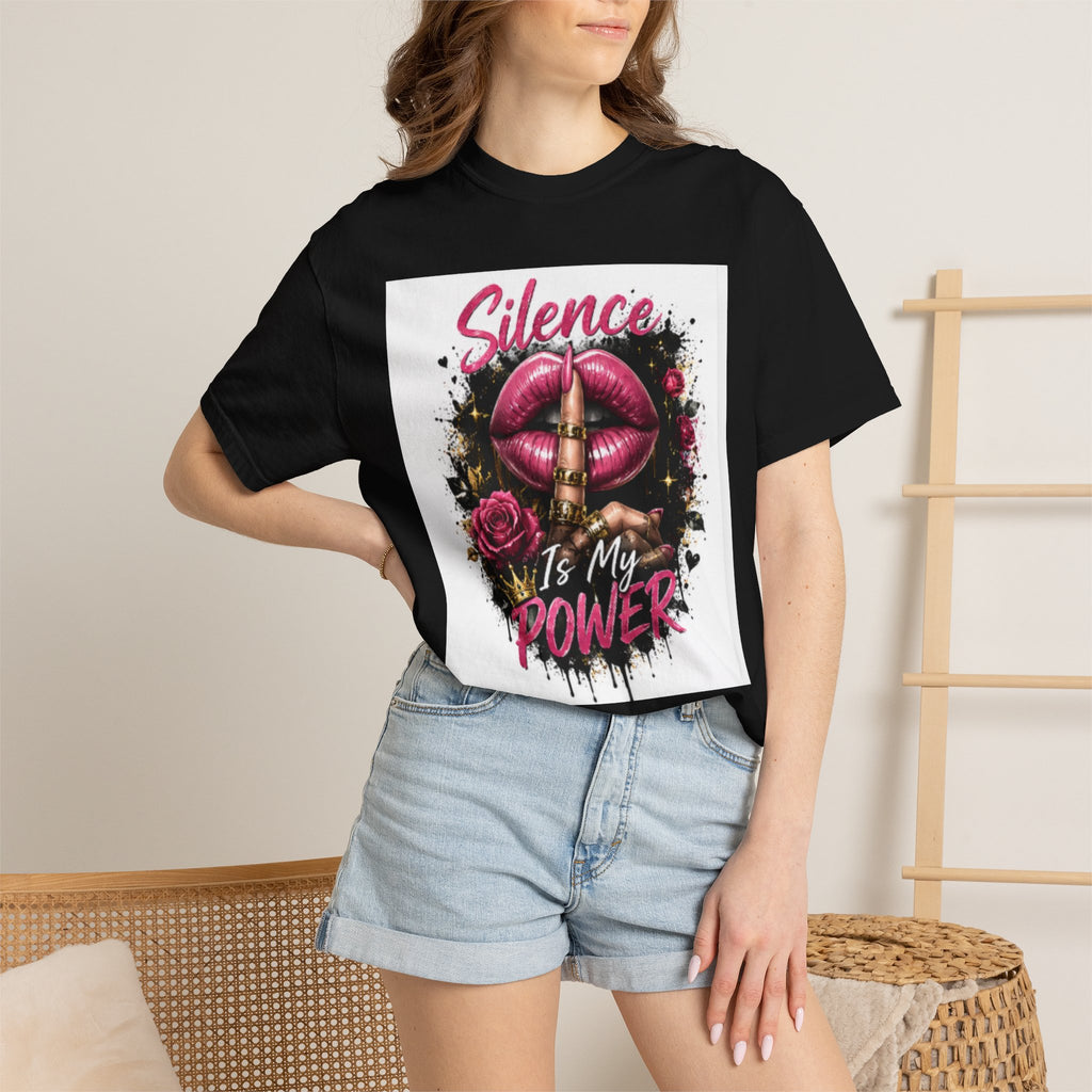Silence Is My Power T-Shirt — Graphic Lip & Rose Statement Tee