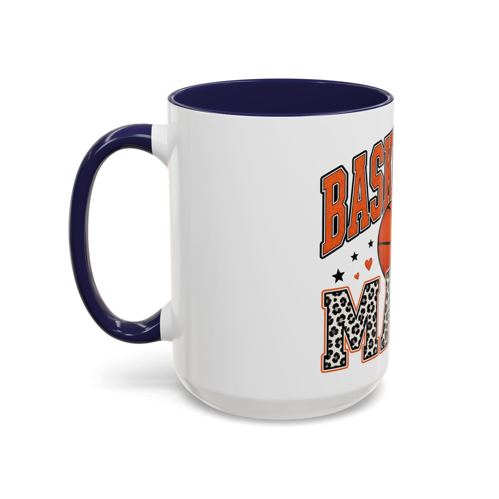 Basketball Mama Accent Coffee Mug – Leopard Print Hoop Mom Gift (11/15oz)