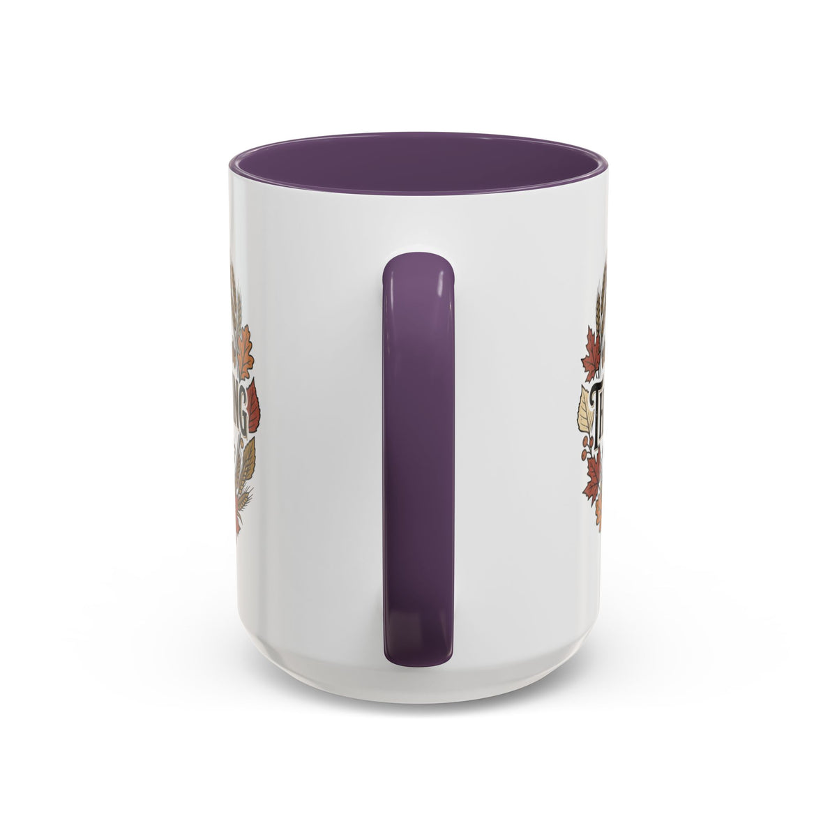 Happy Thanksgiving Accent Coffee Mug — "Harvest Blessings" Fall Pumpkin Wreath (11/15 oz)