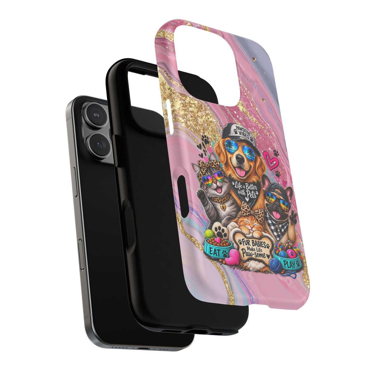 Tough Magnetic Case — Colorful ‘Life Is Better With Pets’ Dog & Cat Phone Cover