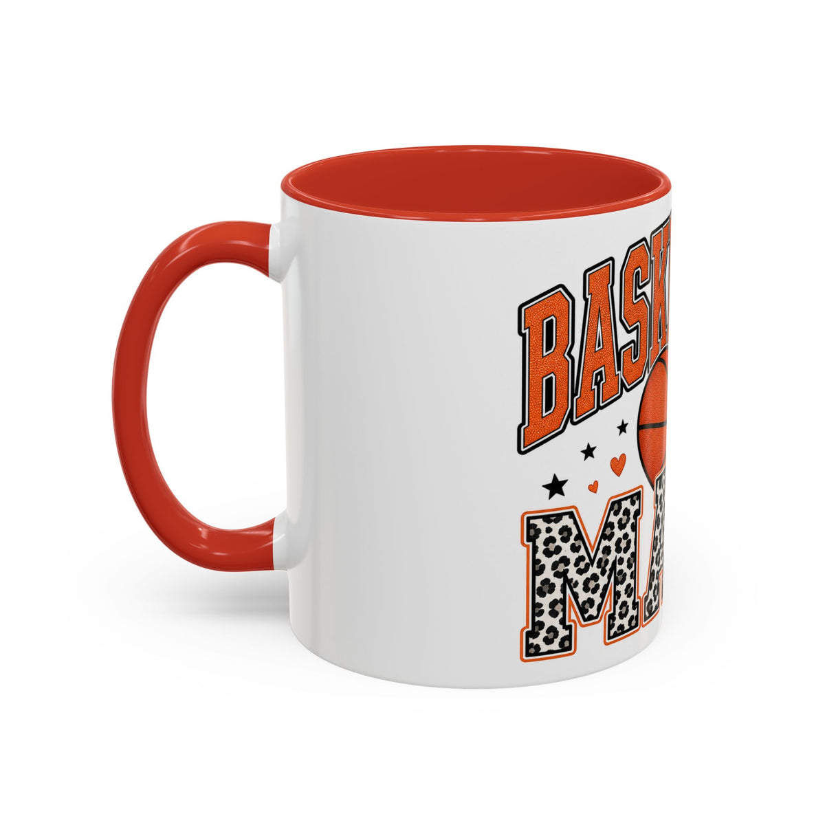 Basketball Mama Accent Coffee Mug – Leopard Print Hoop Mom Gift (11/15oz)