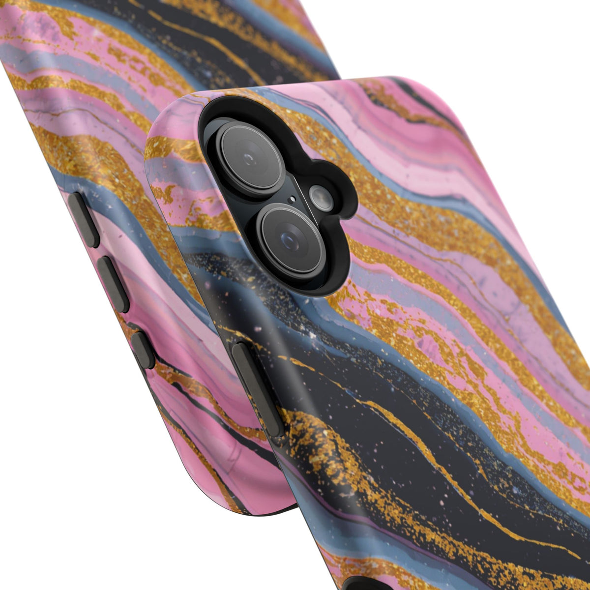 Marbled Pink & Gold Magnetic Phone Case — Impact-Resistant Protective Cover