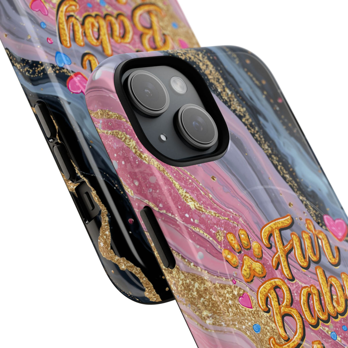 Phone Case — “Fur Baby Mama” Pink Marble Tough Magnetic Case