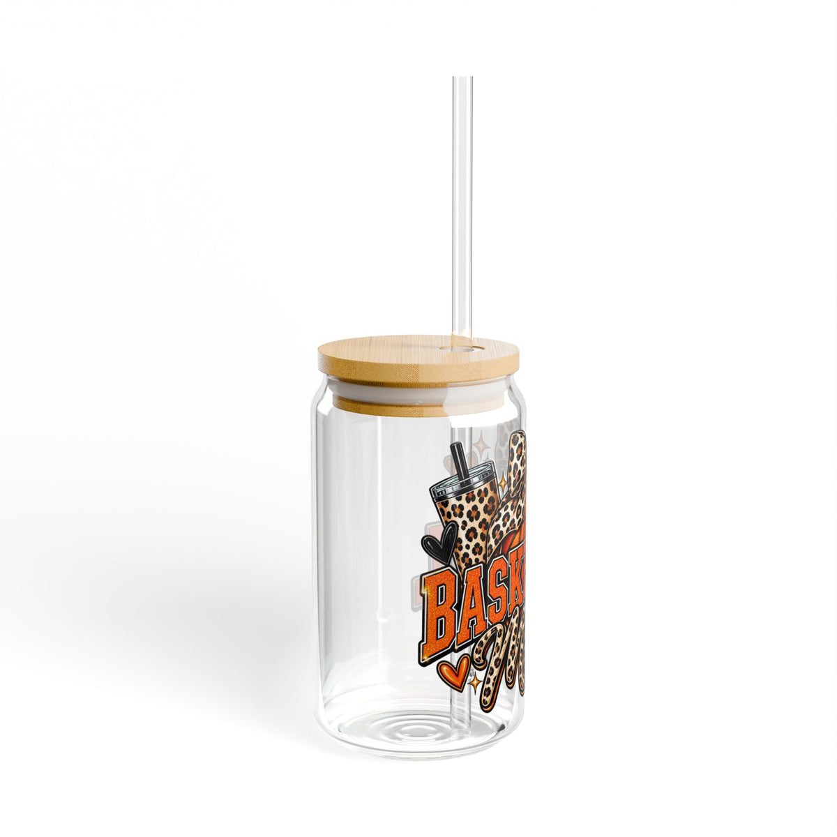 Basketball Mama Leopard Print Sipper Glass - 16oz