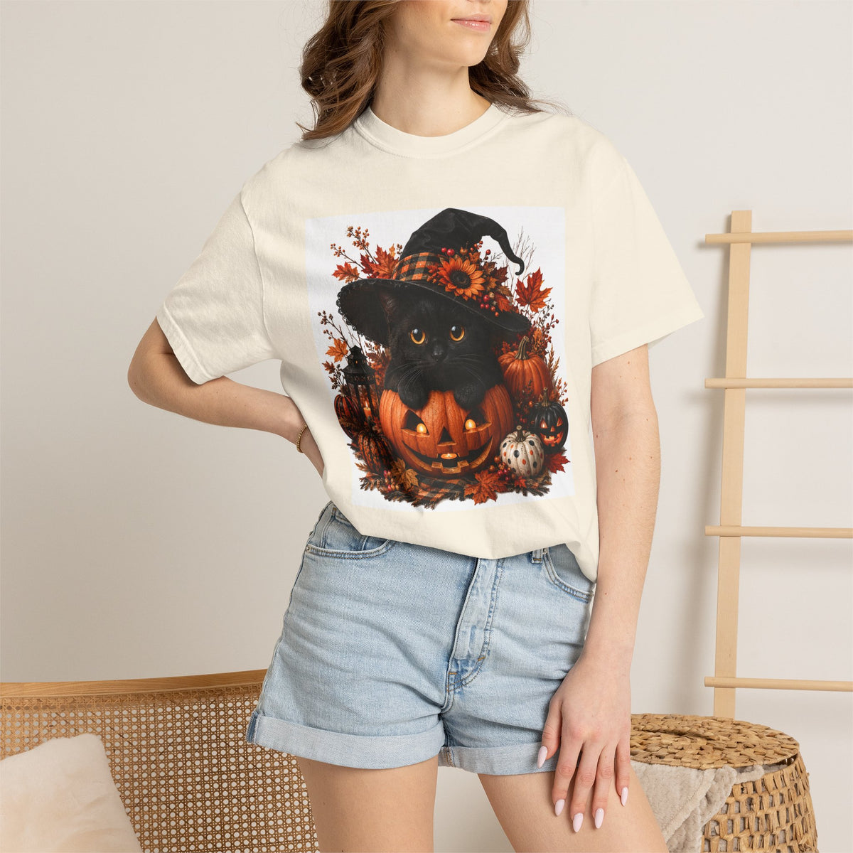 Halloween Black Cat Pumpkin T-Shirt