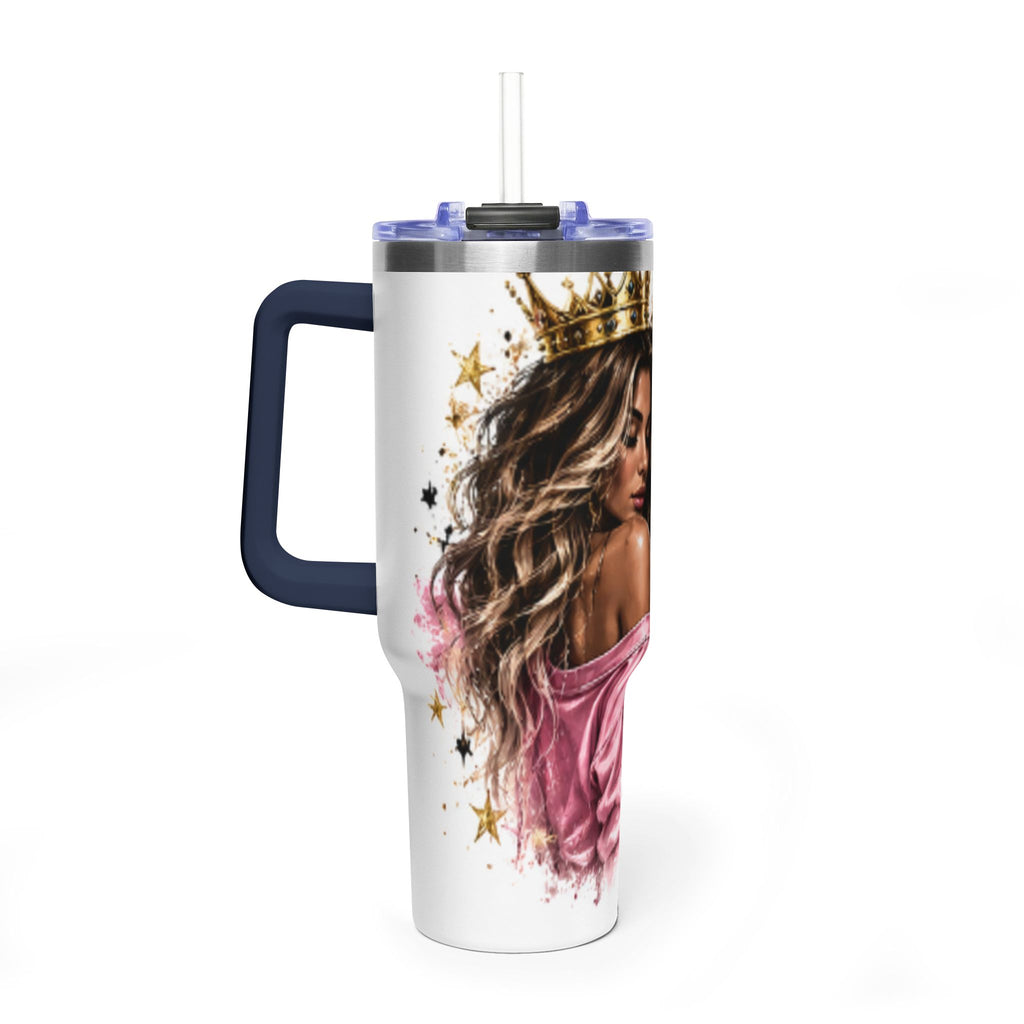40oz Vacuum Tumbler - Glam Queen Crowned Girl Design (She Remembered Who She Was)