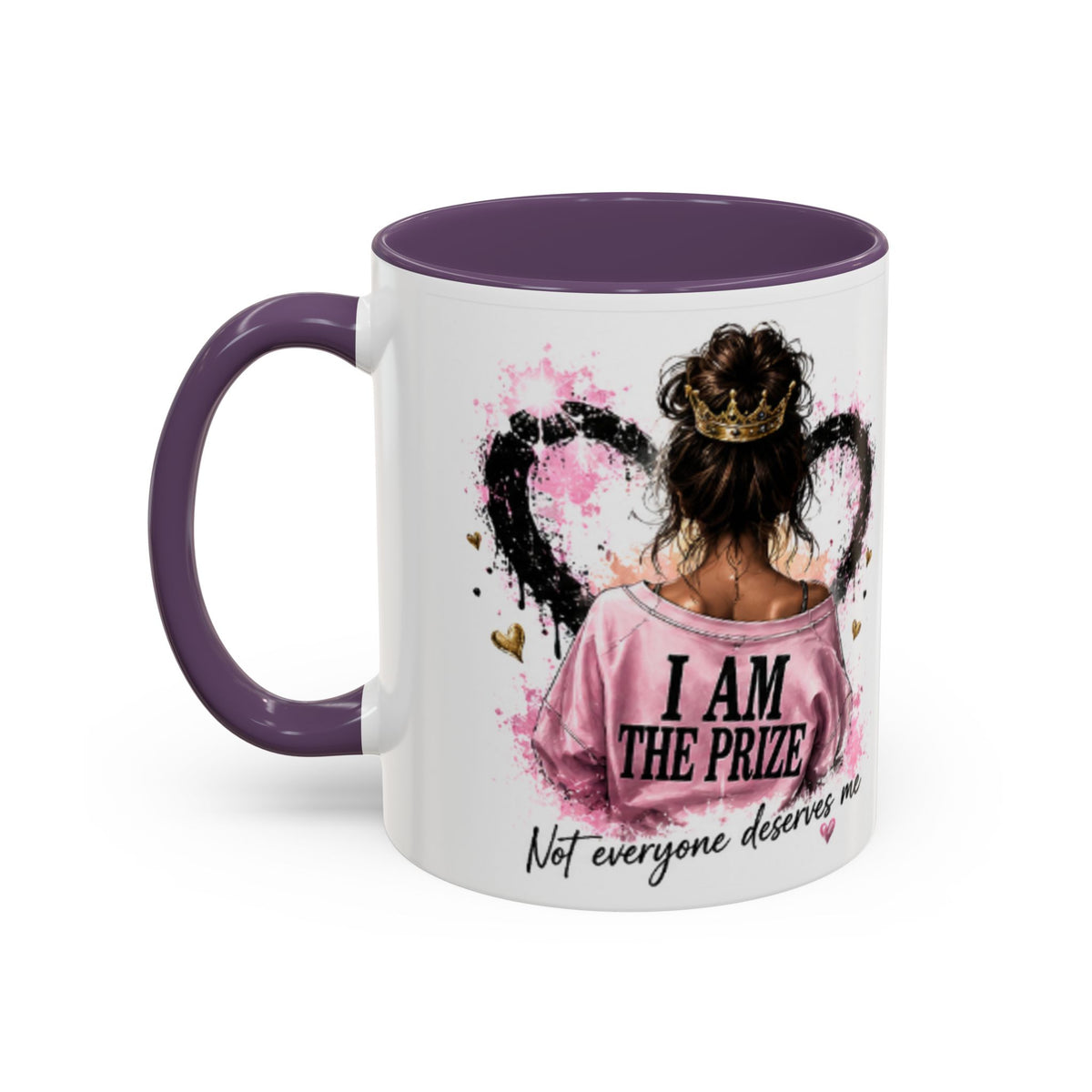 Accent Coffee Mug — "I Am The Prize" Floral Heart Design (11/15oz)