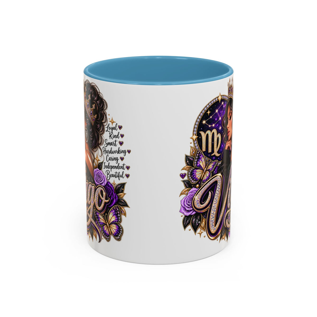 Virgo Zodiac Accent Coffee Mug — Purple Crowned Virgo Astrology Gift (11/15oz)