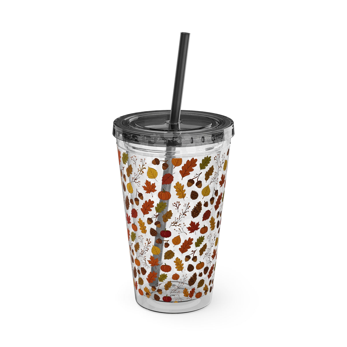 Autumn Leaves 16oz Tumbler with Straw – Fall Floral Insulated Cup