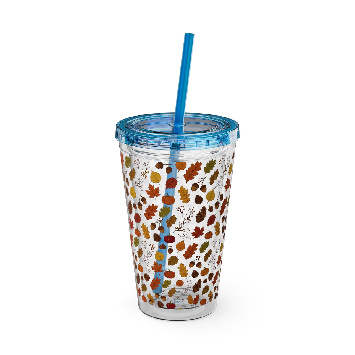 Autumn Leaves 16oz Tumbler with Straw – Fall Floral Insulated Cup