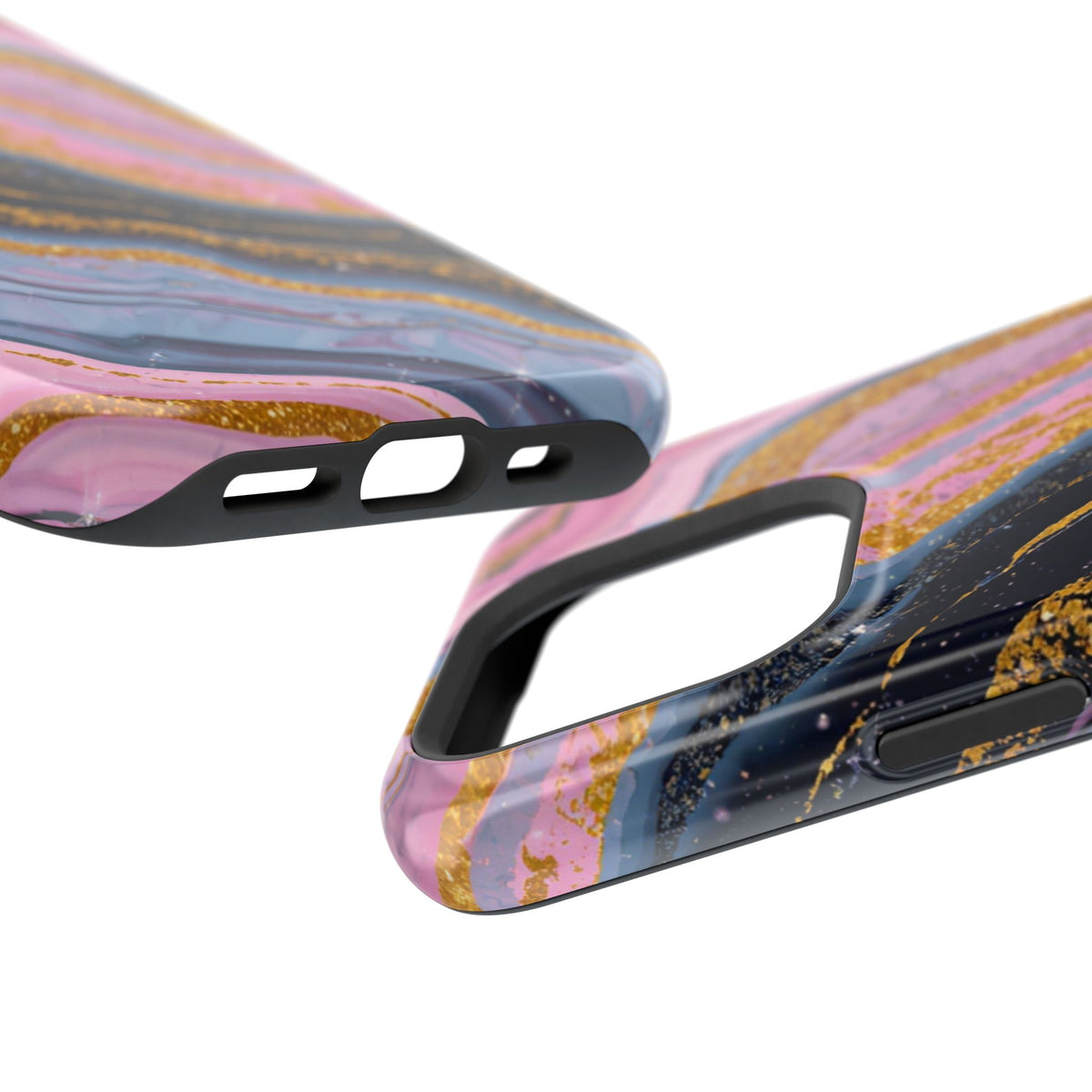 Marbled Pink & Gold Magnetic Phone Case — Impact-Resistant Protective Cover