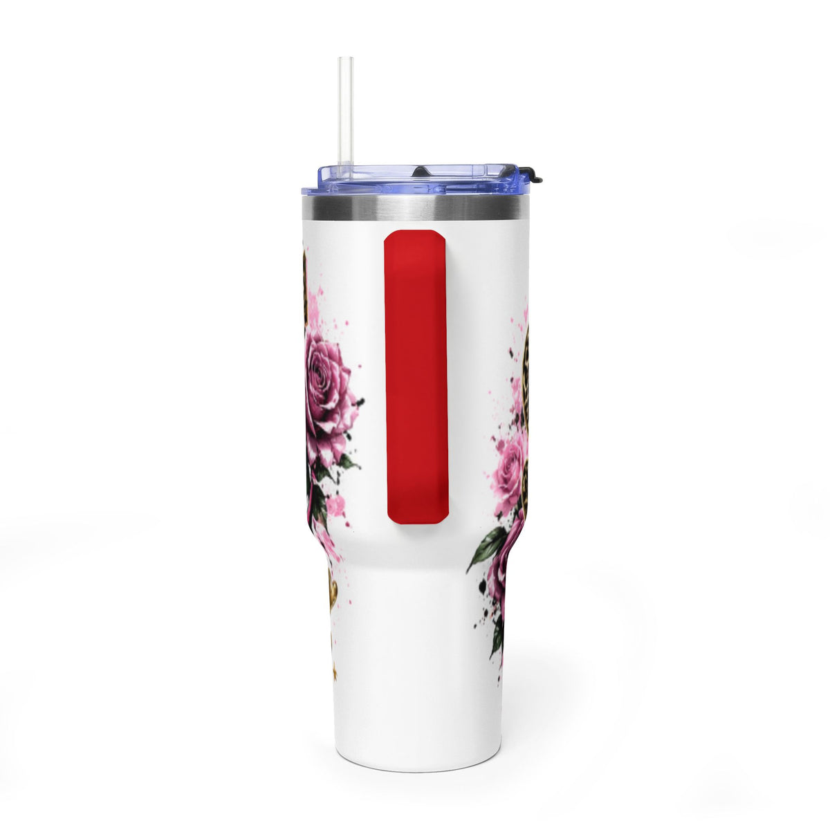 40oz Tumbler - "Self Love is the Real Glow" Leopard Crown Floral Insulated Cup