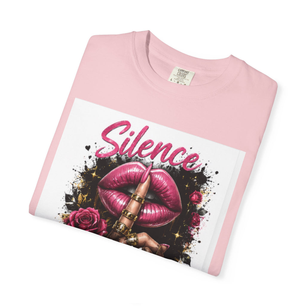 Silence Is My Power T-Shirt — Graphic Lip & Rose Statement Tee