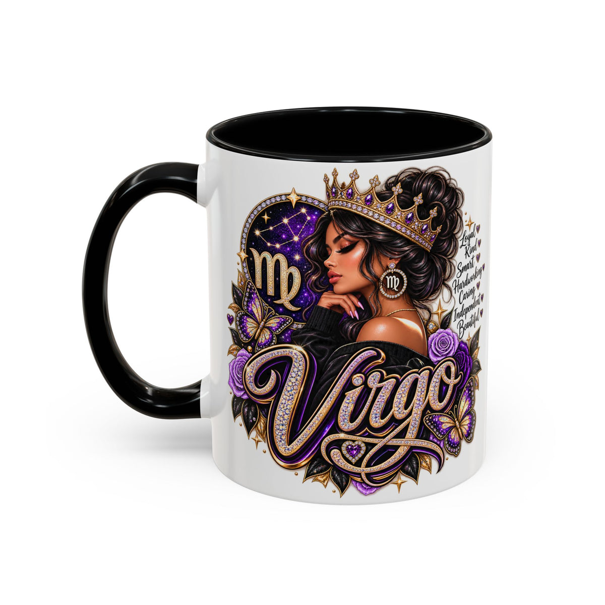 Virgo Zodiac Accent Coffee Mug — Purple Crowned Virgo Astrology Gift (11/15oz)