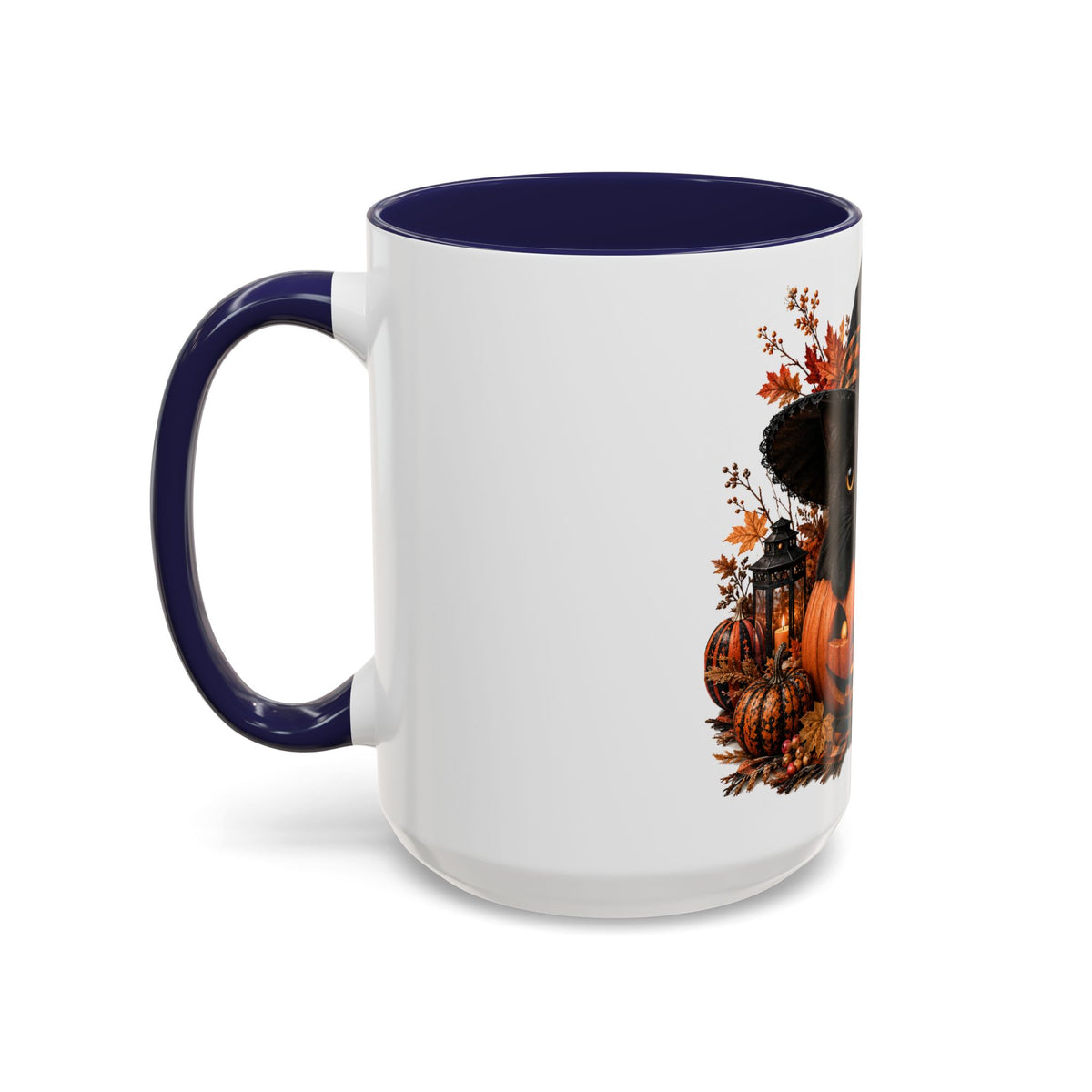 Halloween Black Cat Pumpkin Coffee Mug – Autumn Witch Hat Accent Mug (11/15oz)