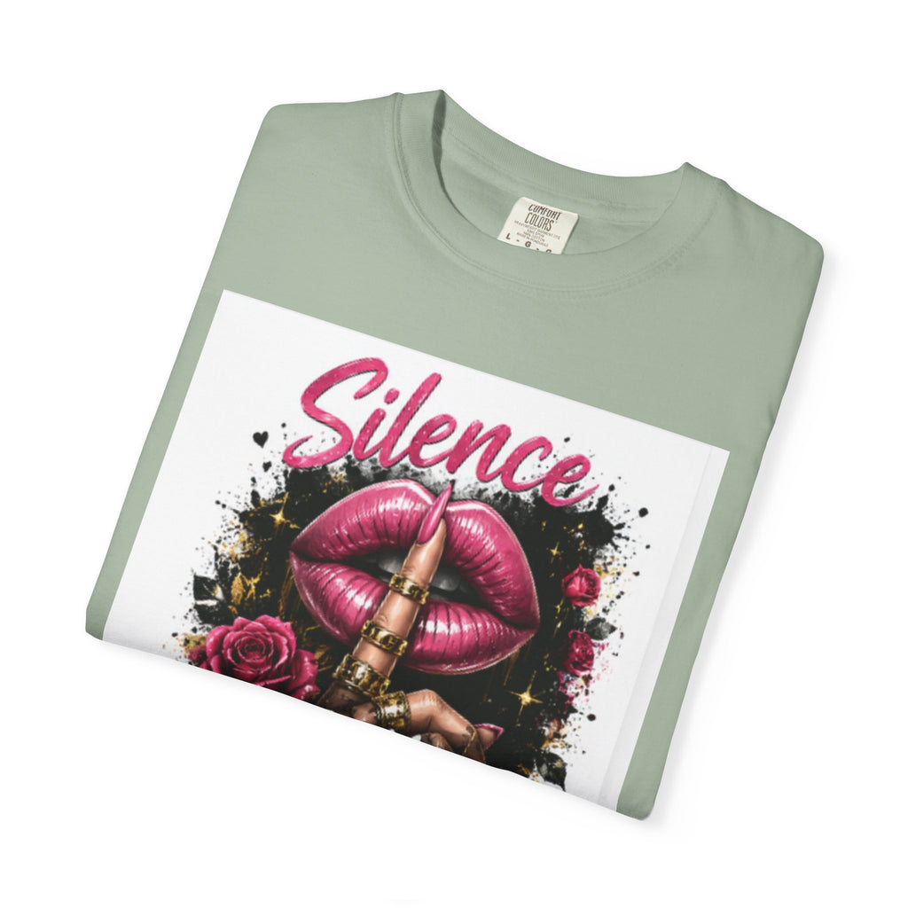 Silence Is My Power T-Shirt — Graphic Lip & Rose Statement Tee