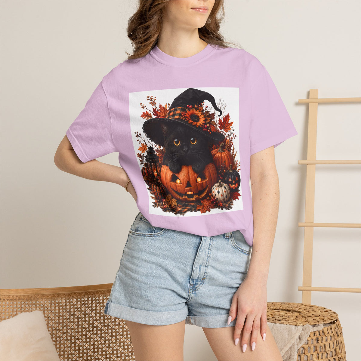 Halloween Black Cat Pumpkin T-Shirt