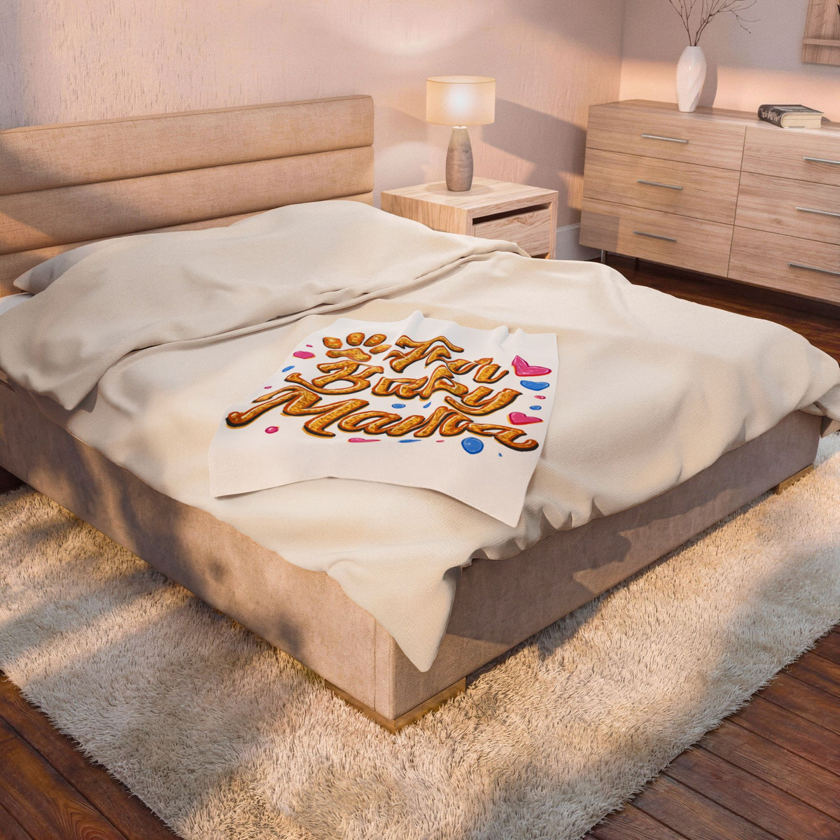Velveteen Plush Blanket — "Fur Baby Mama" Cozy Pet Lover Throw