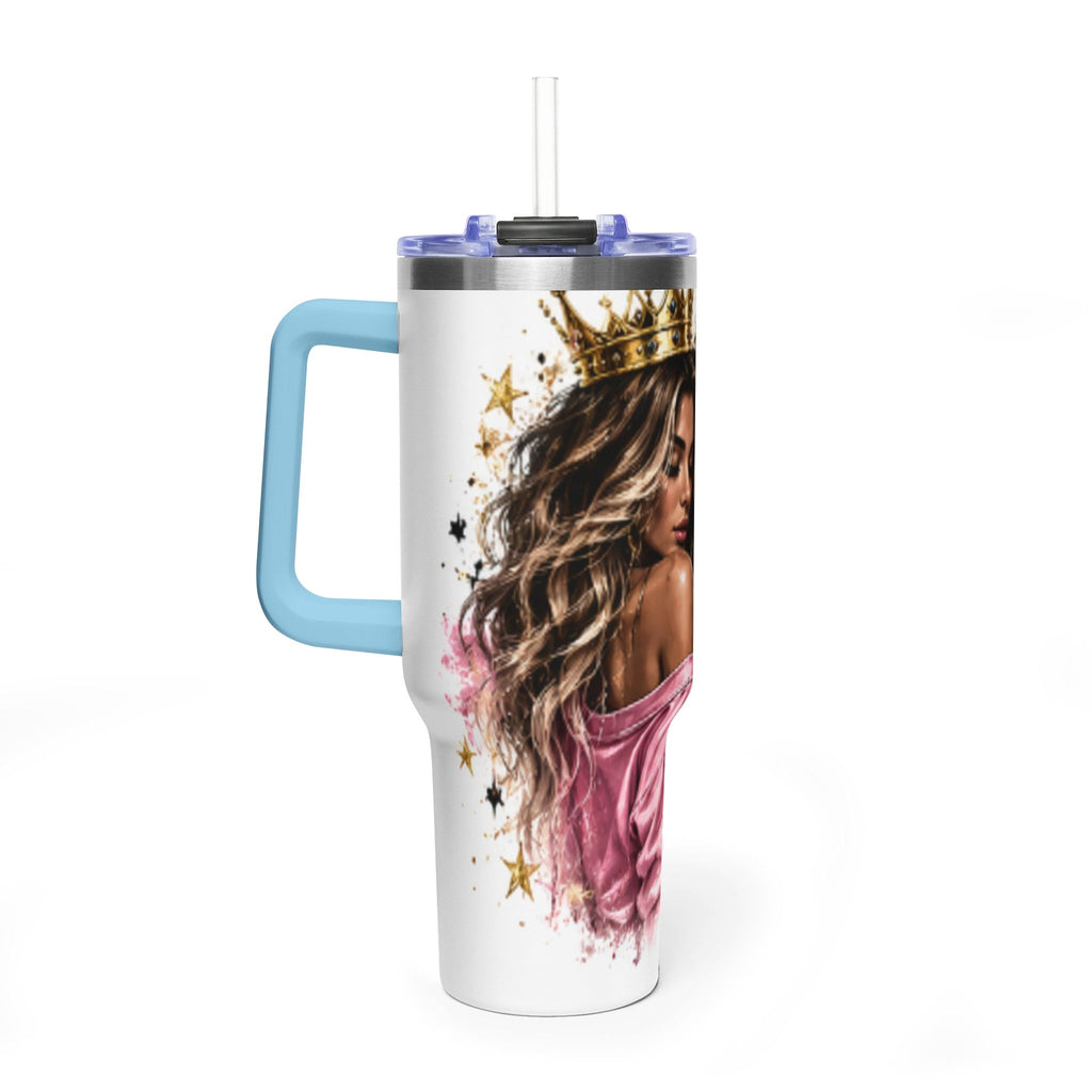 40oz Vacuum Tumbler - Glam Queen Crowned Girl Design (She Remembered Who She Was)