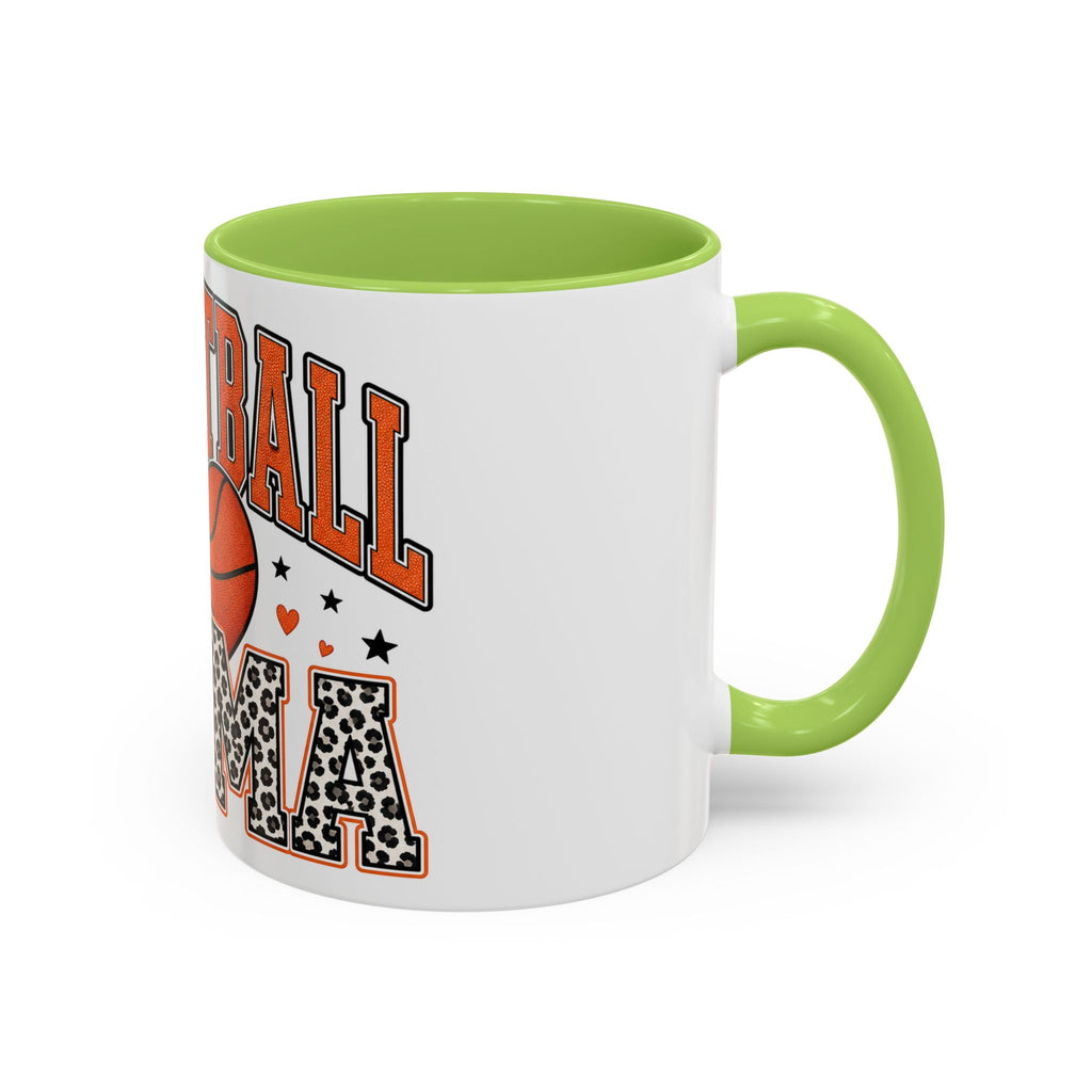Basketball Mama Accent Coffee Mug – Leopard Print Hoop Mom Gift (11/15oz)