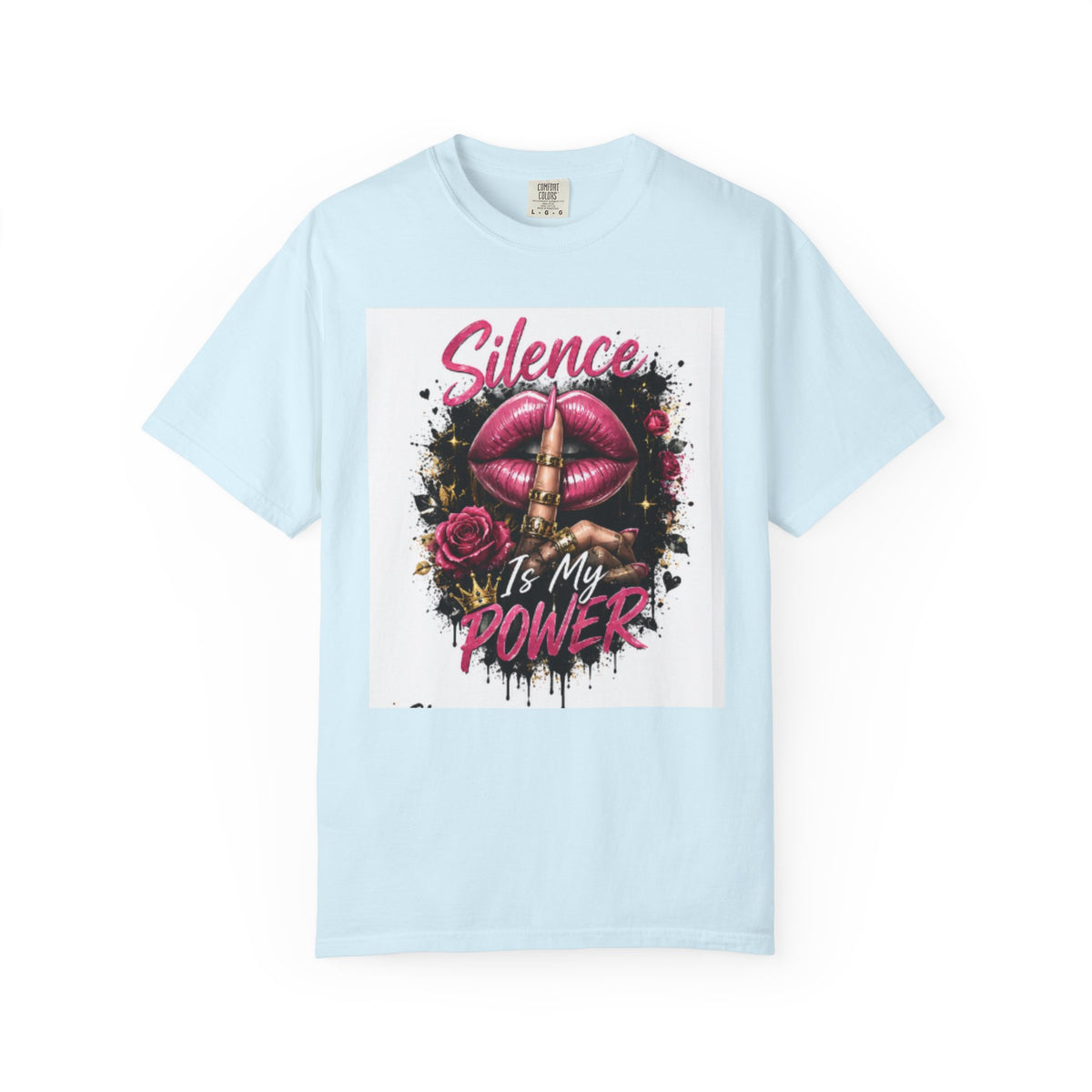 Silence Is My Power T-Shirt — Graphic Lip & Rose Statement Tee