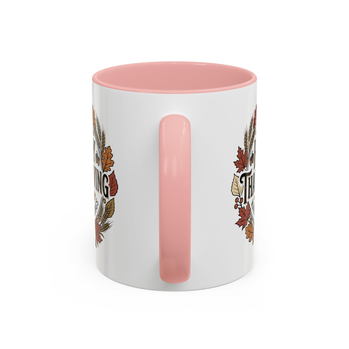 Happy Thanksgiving Accent Coffee Mug — "Harvest Blessings" Fall Pumpkin Wreath (11/15 oz)