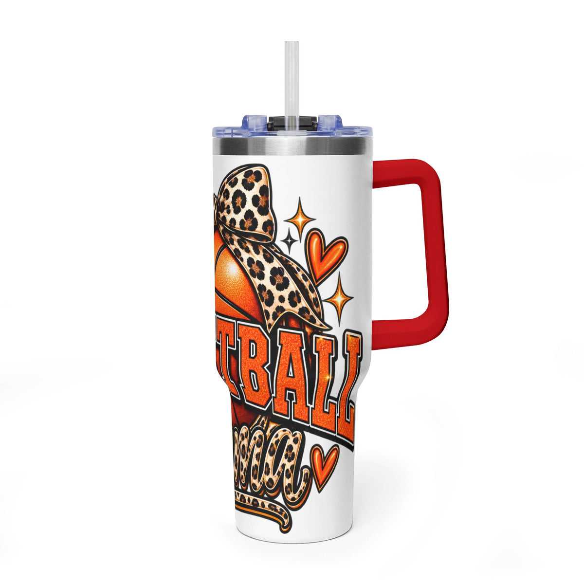 Basketball Mom Leopard Bow 40oz Vacuum Tumbler